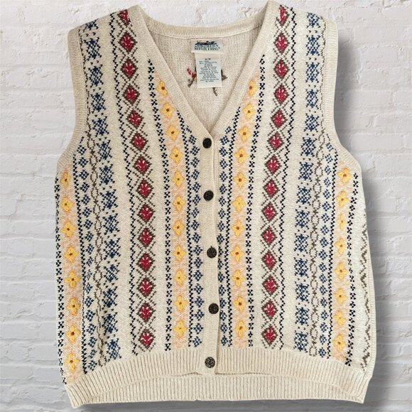 Vintage Northern Reflections Boho Cottagecore Embroidered Knit Vest - Women's M - Picture 1 of 5